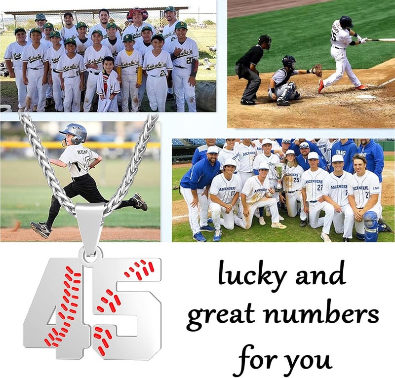 Wikavanli Personalized Baseball Jersey Number 00-99 Necklace - Stainless Steel Baseball Chain Pendant Necklace - Team Jewelry Gift for Boys, Girls, Men, Women - Image 3